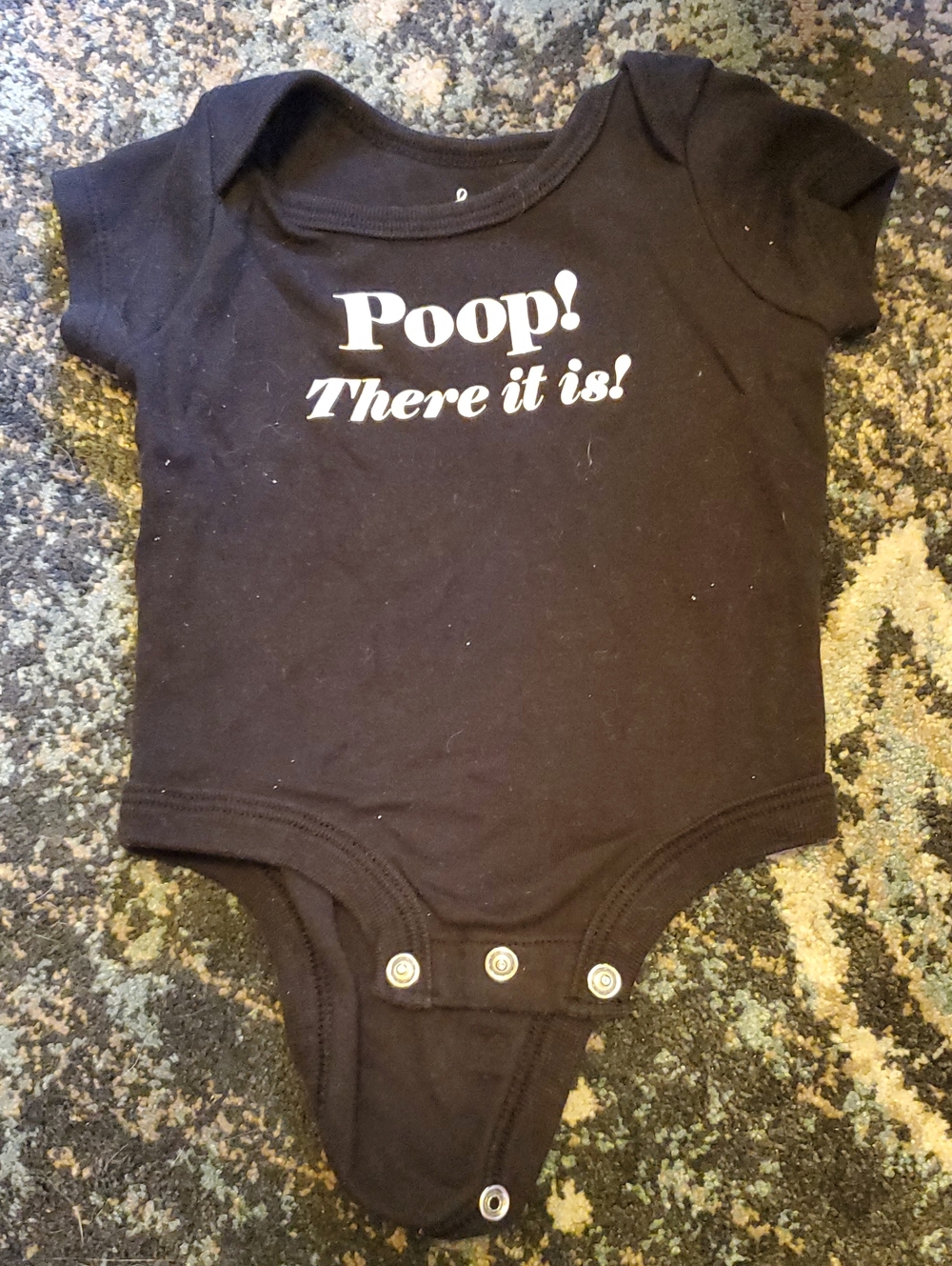 Black Infant Bodysuit with White 'Poop! There it is!' Graphic